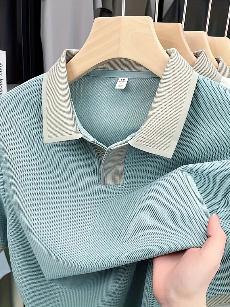 Witrosa Men’s Mint Green Polo T-Shirt – Soft Breathable Fabric with Contrast Collar Design