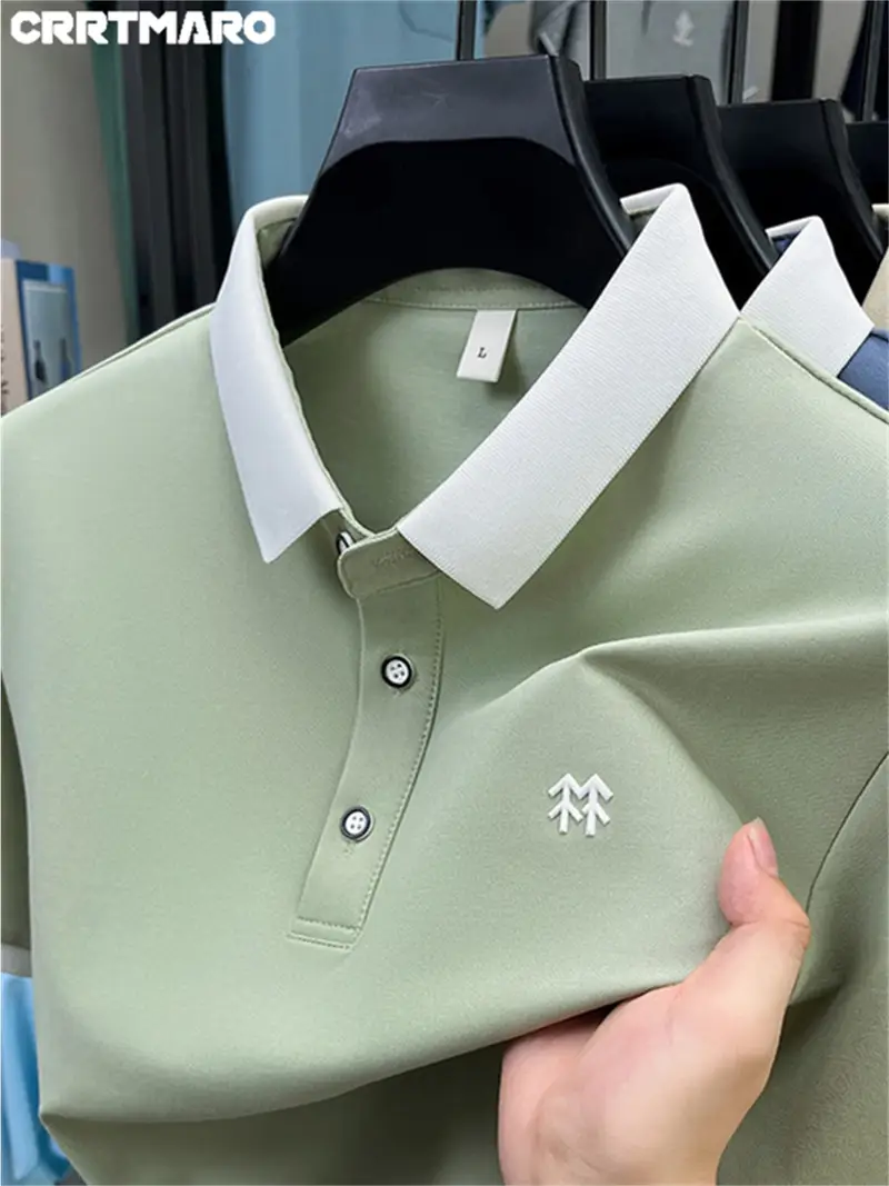 Witrosa Men’s Sage Green Polo T-Shirt – Premium Cotton Blend with White Contrast Collar