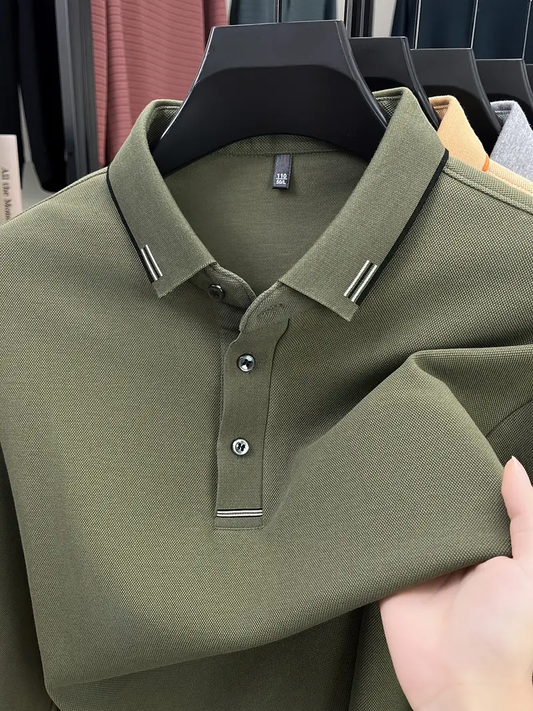 Witrosa Men’s Classic Black Polo T-Shirt – Contrast Stripe Collar & Premium Cotton Knit Fabric