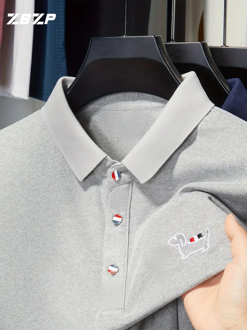 Witrosa Men’s Grey Polo T-Shirt – Premium Soft Knit Fabric with Embroidered Dog Logo