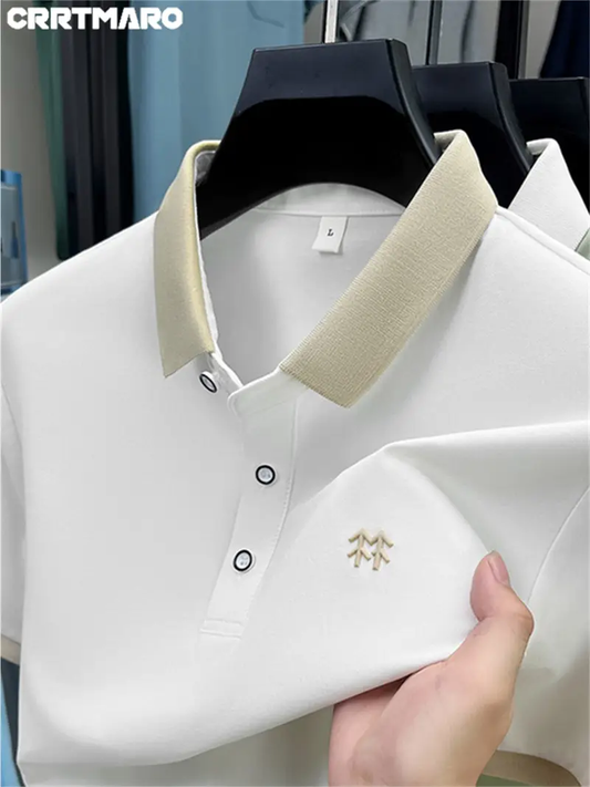 Witrosa Men’s Sage Green Polo T-Shirt – Premium Cotton Blend with White Contrast Collar