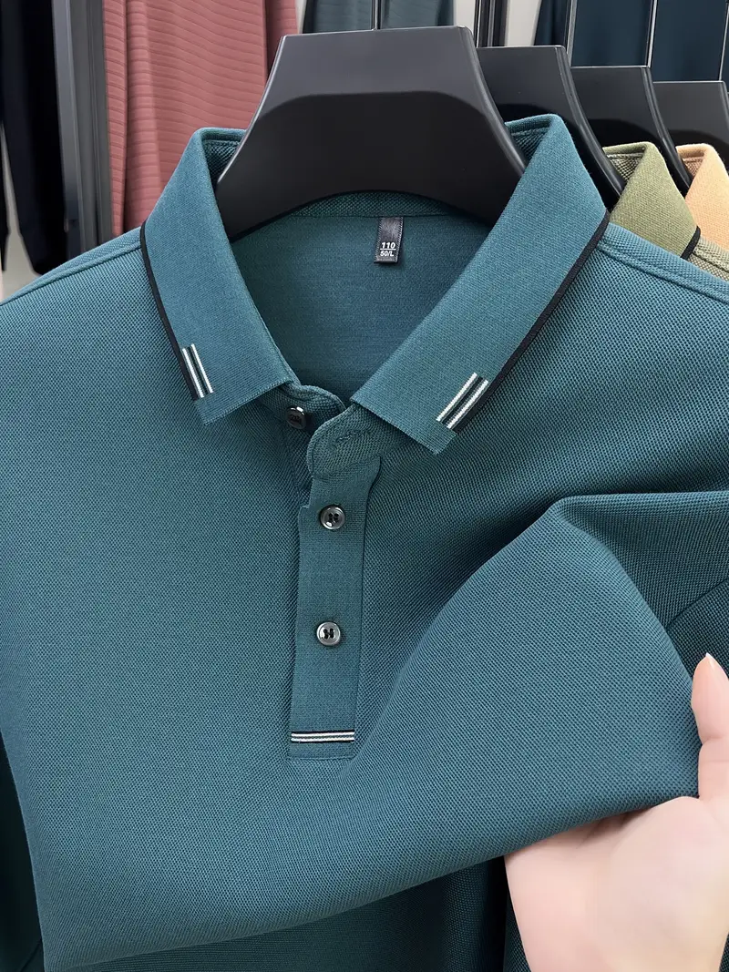 Witrosa Men’s Classic Black Polo T-Shirt – Contrast Stripe Collar & Premium Cotton Knit Fabric