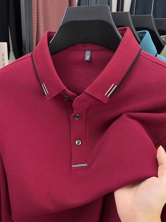 Witrosa Men’s Classic Black Polo T-Shirt – Contrast Stripe Collar & Premium Cotton Knit Fabric